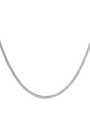 Flat link necklace Silver Stainless Steel h5 