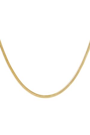 Halskette mit flachen Gliedern Gold Edelstahl h5 