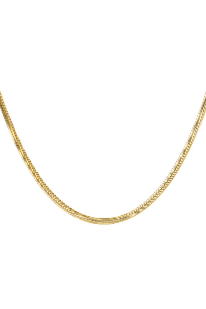 Halskette mit flachen Gliedern Gold Edelstahl 