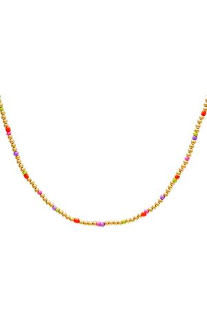 Bunte Perlenkette - #summergirls-Kollektion Orange & Gold Edelstahl h5 