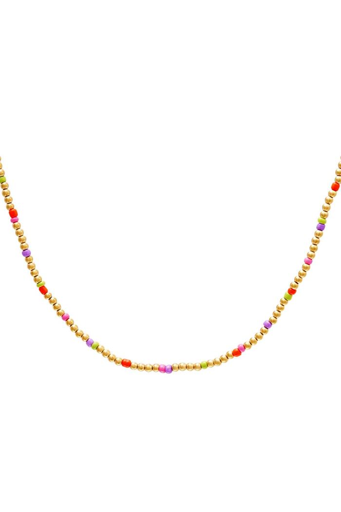 Collar de perlas de colores - colección #summergirls Naranja & Oro Acero inoxidable 