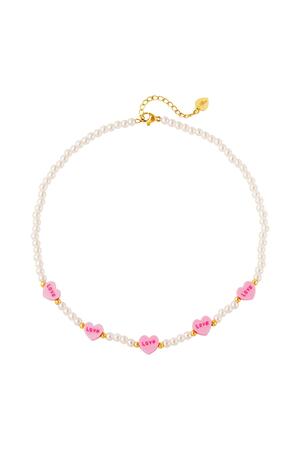 Kids - love hearts necklace - Mother-Daughter collection Pink Pearls h5 
