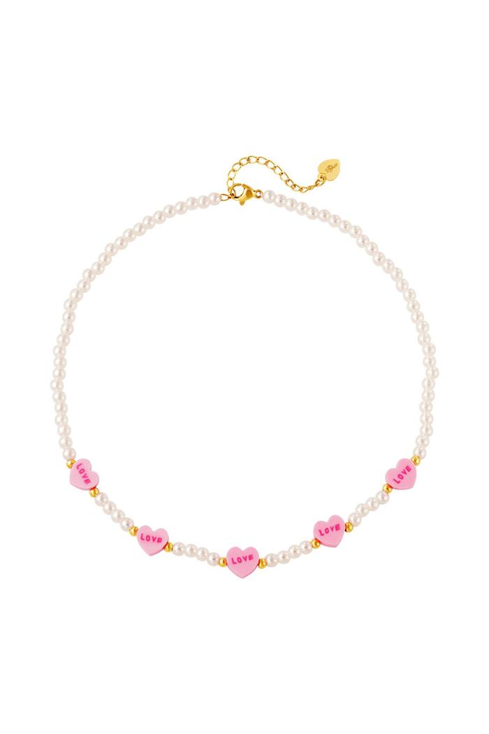 Çocuklar - aşk kalpleri kolye - Anne-Kız koleksiyonu Pink Pearls 