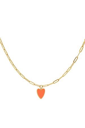 Kids - Coloured heart necklace Orange & Gold Stainless Steel h5 