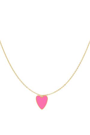 Adult - Coloured heart necklace Rose Stainless Steel h5 