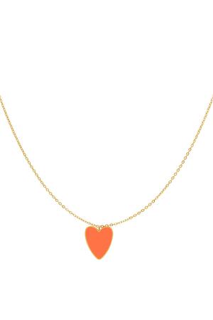 Adult - Coloured heart necklace Orange & Gold Stainless Steel h5 