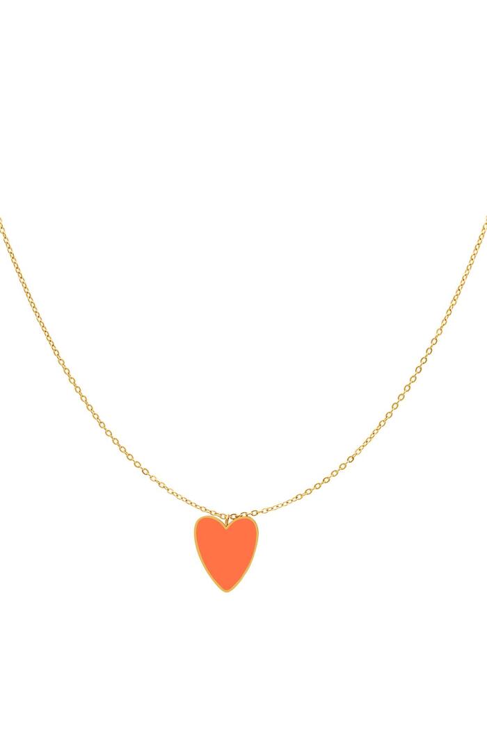 Adult - Coloured heart necklace Orange & Gold Stainless Steel 