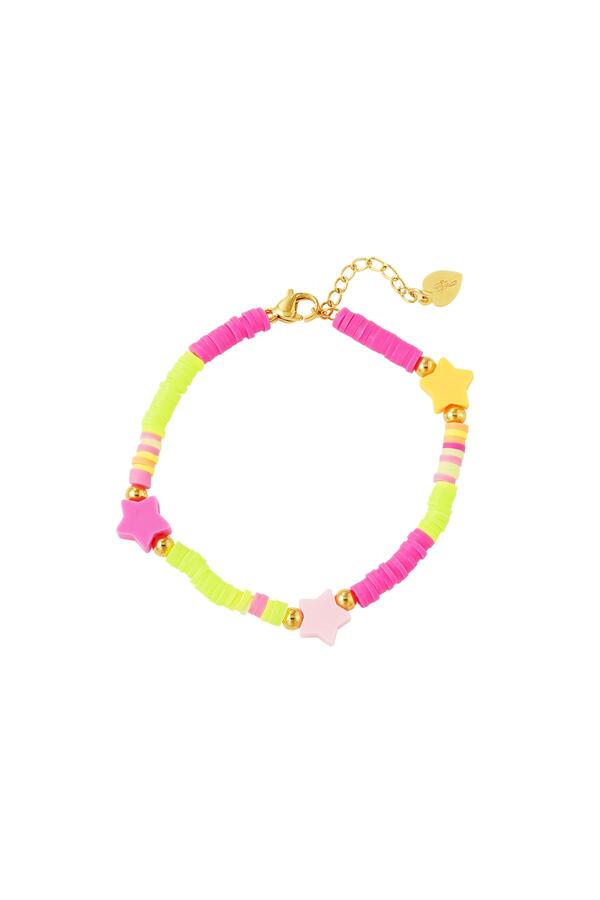 Kids - neon stars anklet - Mother-Daughter collection Rose polymer clay
