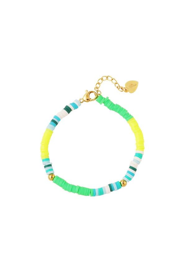 Kids - green and yellow neon anklet - Mother-Daughter collection polymer clay
