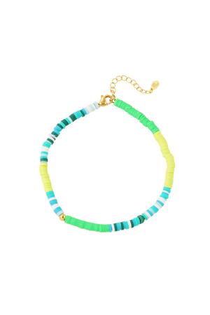 Adult - green and yellow neon anklet - Mother-Daughter collection polymer clay h5 