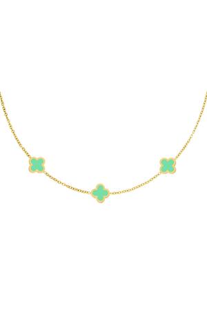 Necklace three colorful clovers Green & Gold Stainless Steel h5 