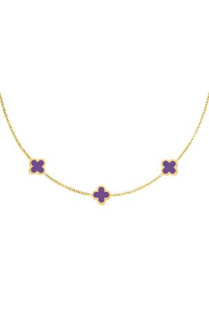 Necklace three colorful clovers - purple Stainless Steel h5 