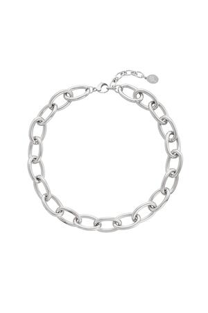 Chunky chain necklace with large links Silver Stainless Steel h5 
