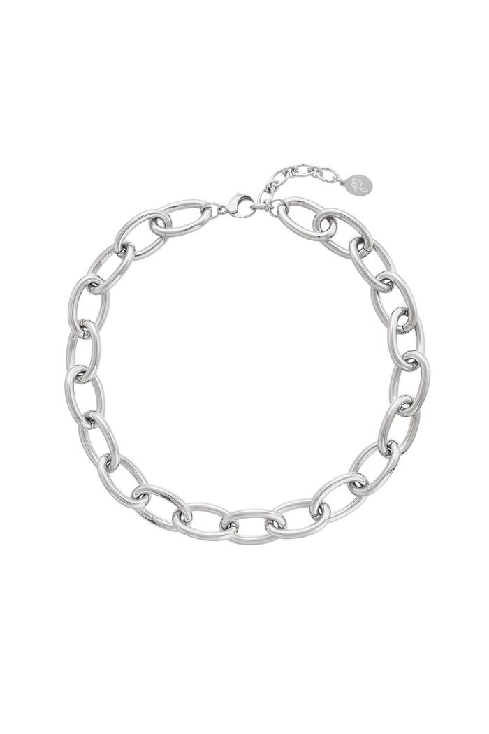 Klobige Halskette mit großen Gliedern Silber Edelstahl 