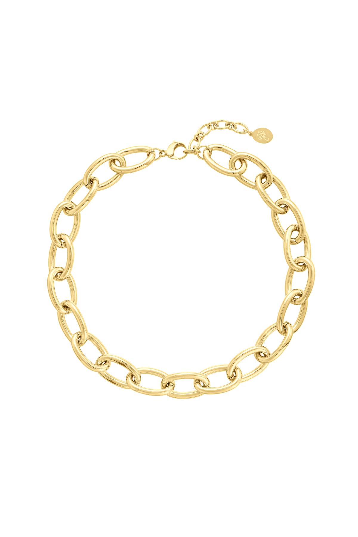Chunky chain necklace with large links Gold Stainless Steel h5 