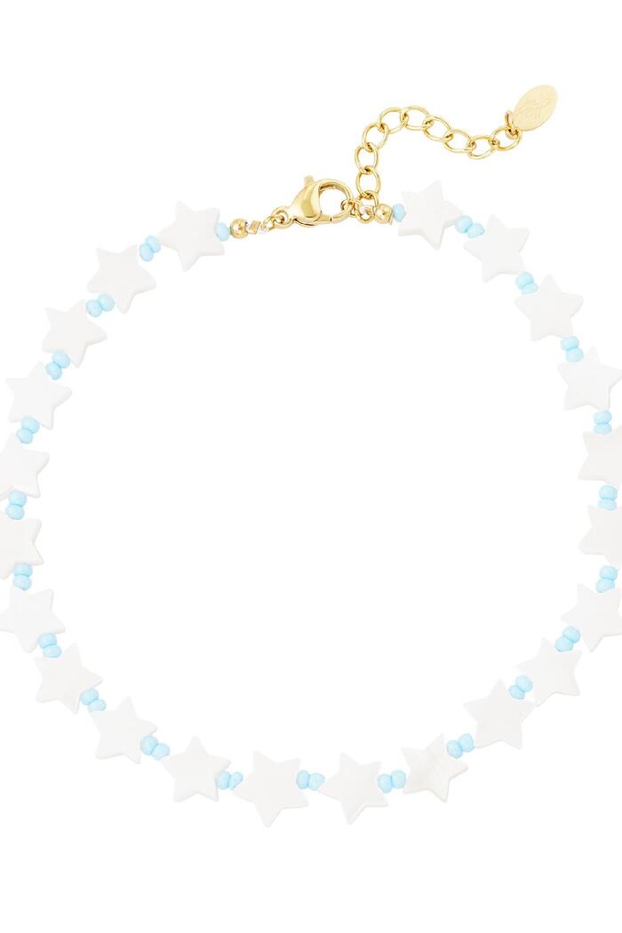 Bracelet de cheville nuit étoilée - Collection plage Blanc Coquilles 