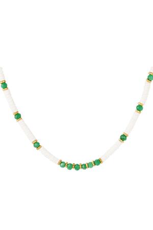 Necklace white and colorful beads - Beach collection Green Stone h5 