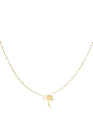 Necklace palm tree - Beach collection Gold Stainless Steel h5 
