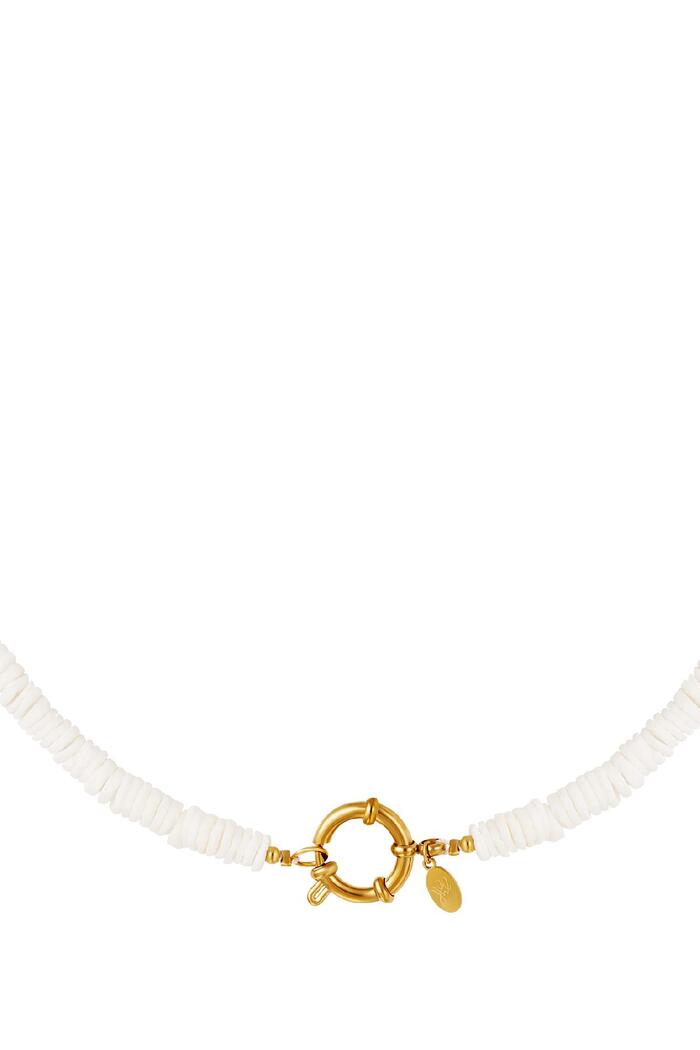 Halskette flache Perlen weiß - Kollektion Beach Schale 