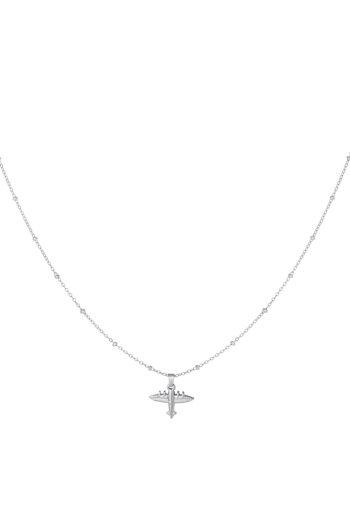 Necklace with airplane charm Silver Stainless Steel