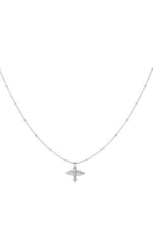 Necklace with airplane charm Silver Stainless Steel h5 