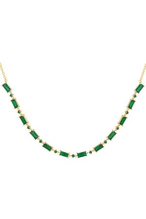Ketting gekleurde steentjes - Sparkle collectie Green & Gold Koper h5 