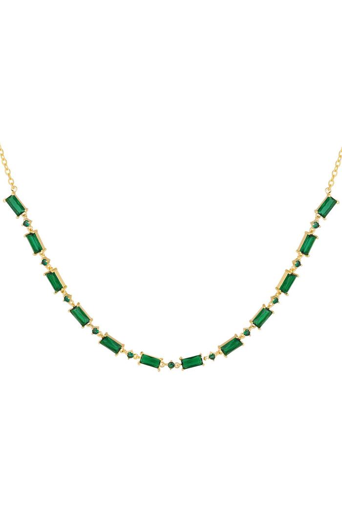 Halskette mit farbigen Steinen - Kollektion Sparkle Grün & Gold Kupfer 