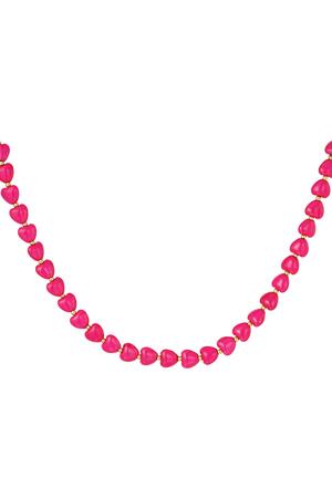 Necklace hearts in a row Fuchsia Stainless Steel h5 