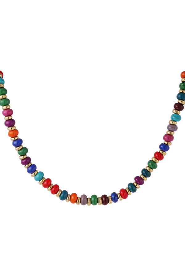 Halskette mit farbigen Steinen Multi Edelstahl