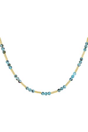 Perlenkette mit blauem Naturstein Blau & Gold Edelstahl h5 
