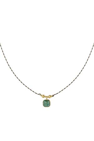 Necklace with large stone charm Green & Gold h5 