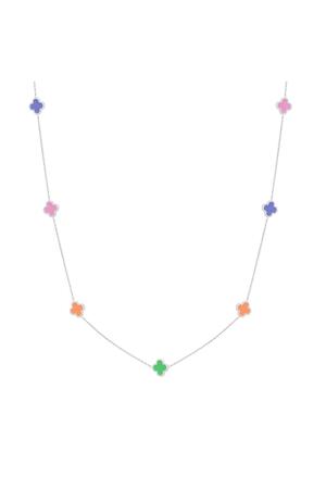 Long necklace with clovers multi colors Silver Stainless Steel h5 
