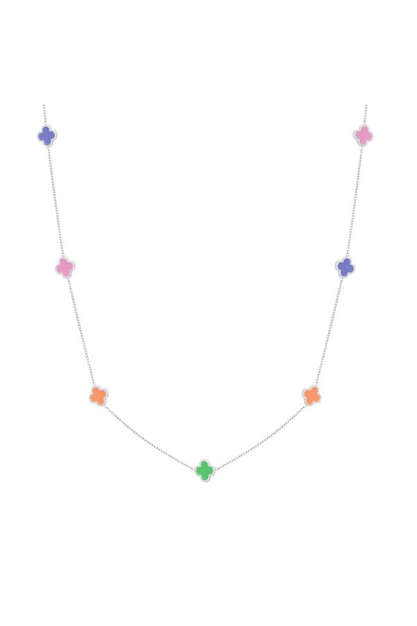 Lange Halskette mit Kleeblättern in mehreren Farben