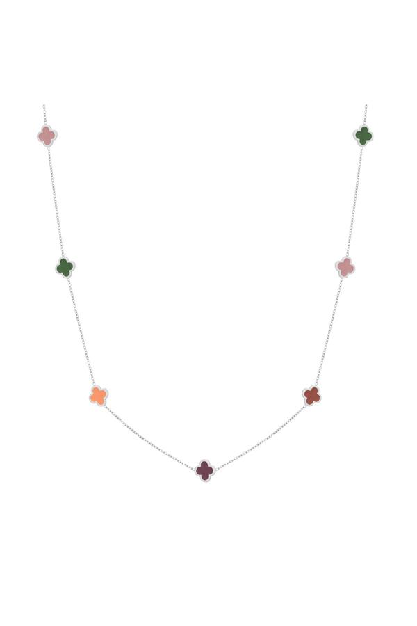 Lange Halskette mit farbigen Kleeblättern