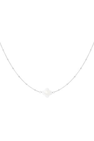 Necklace seashell clover Silver Stainless Steel h5 