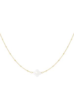 Necklace seashell clover Gold Stainless Steel h5 