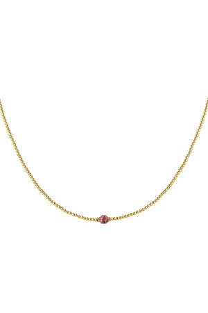 Necklace with colorful stone Pink & Gold Stainless Steel h5 