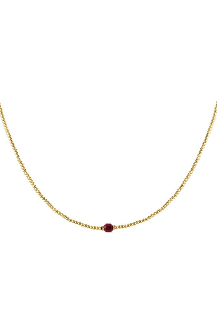Necklace with colorful stone Fuchsia Stainless Steel 