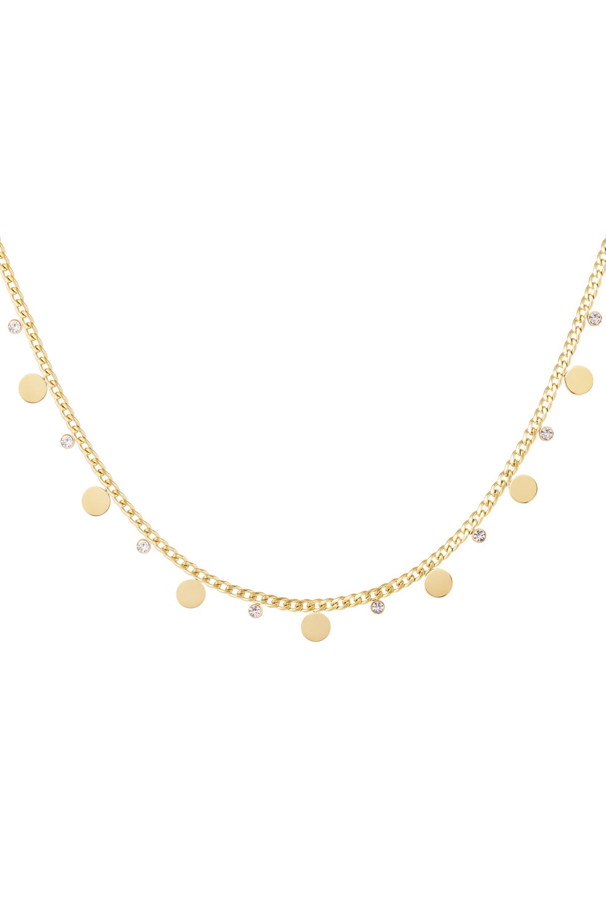 Necklace circles with rhinestones Gold Stainless Steel