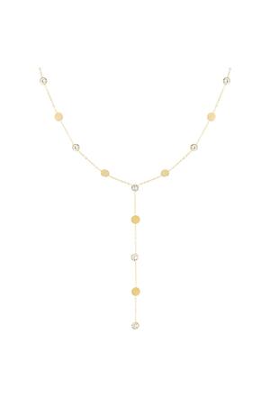 Lange Halskette mit Strass Gold Edelstahl h5 