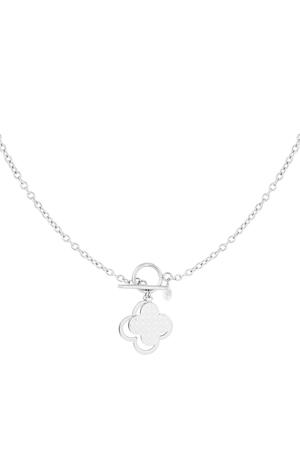 Necklace statement clover Silver Stainless Steel h5 