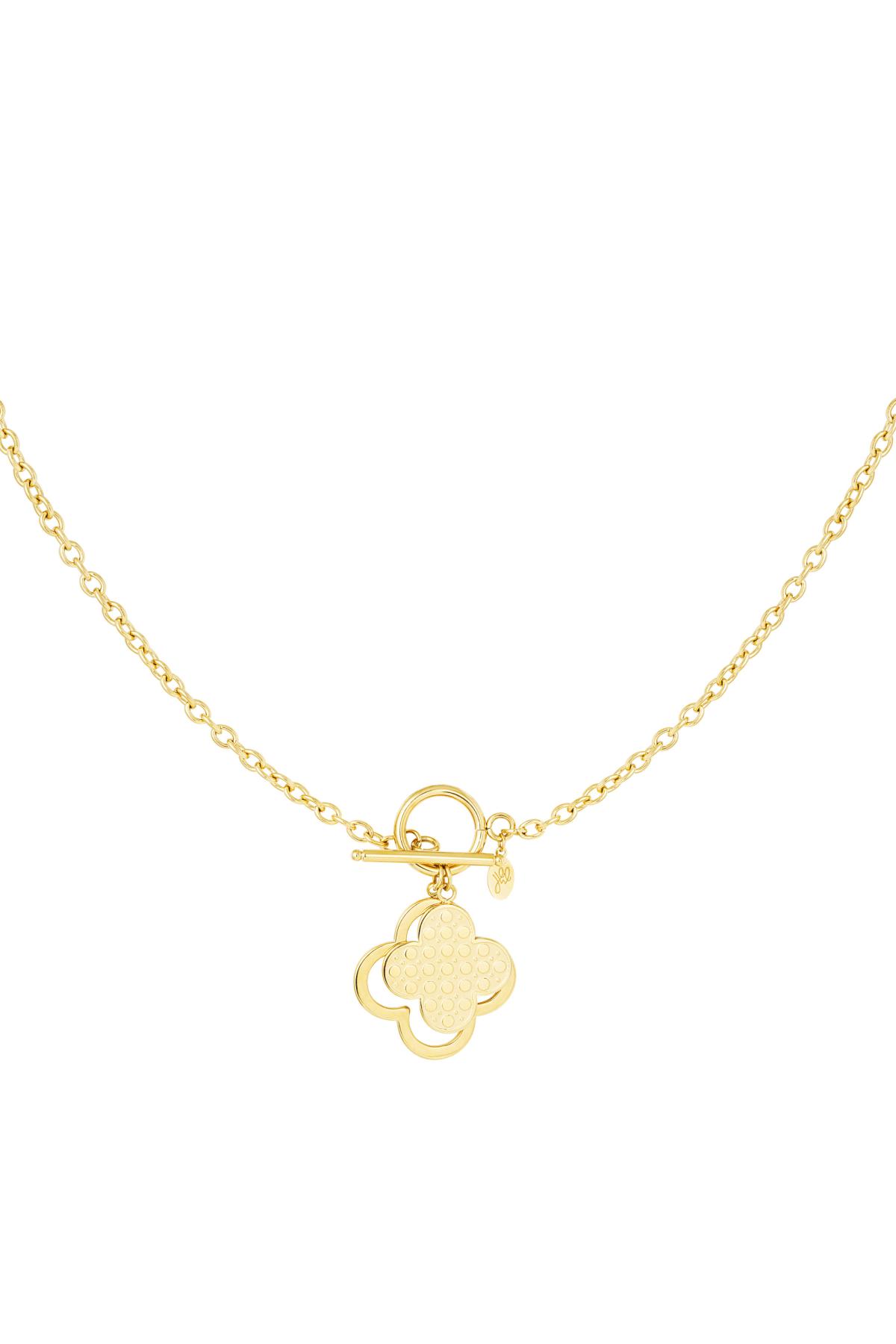 Necklace statement clover Gold Stainless Steel