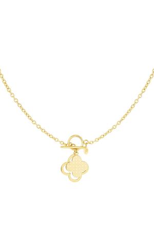 Necklace statement clover Gold Stainless Steel h5 