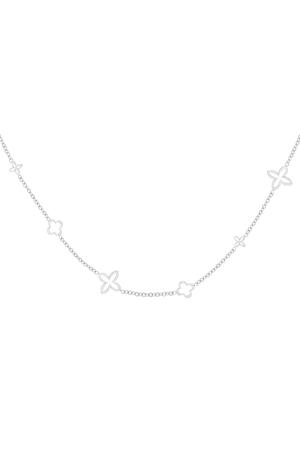 Minimalistische Charm-Halskette mit Kleeblättern Silber Edelstahl h5 