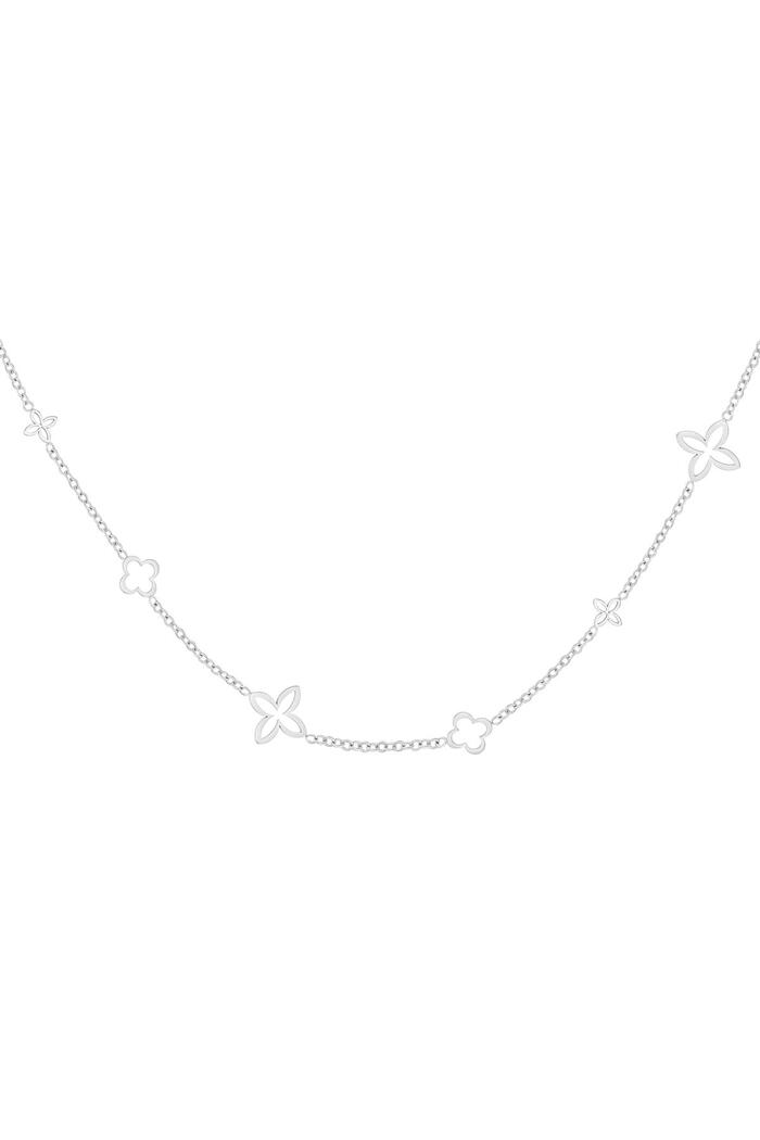 Minimalist charm necklace clovers Silver Stainless Steel 