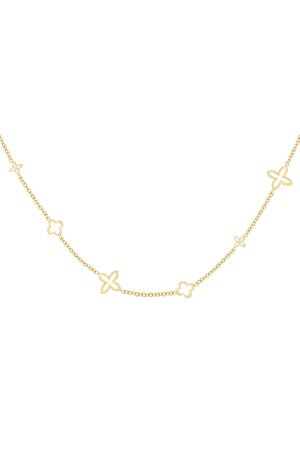 Minimalistische Charm-Halskette mit Kleeblättern Gold Edelstahl h5 