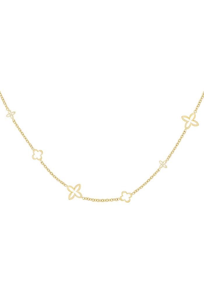 Minimalist charm necklace clovers Gold Stainless Steel 