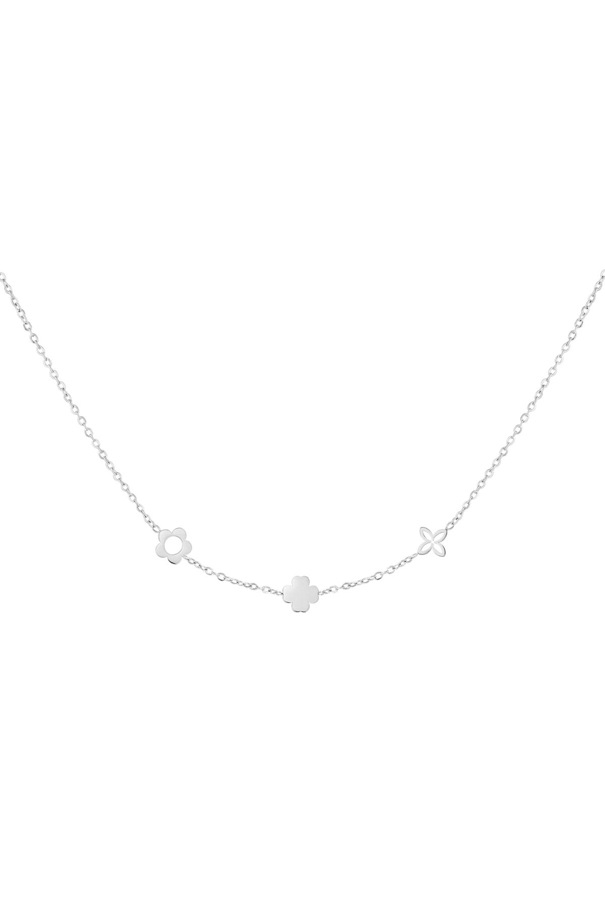 Necklace with three different flowers Silver Color Stainless Steel 2