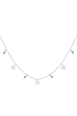 Necklace four-leaf clovers & stones Silver Stainless Steel h5 