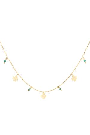 Necklace four-leaf clovers & stones Gold Stainless Steel h5 